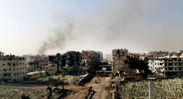 сирия война дамаск пригород дым разрушения 